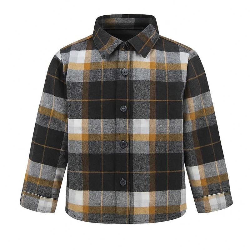 پیراهن آستین بلند یقه برگردان پسرانه مدل کشمیر چهارخانه کد سورنا