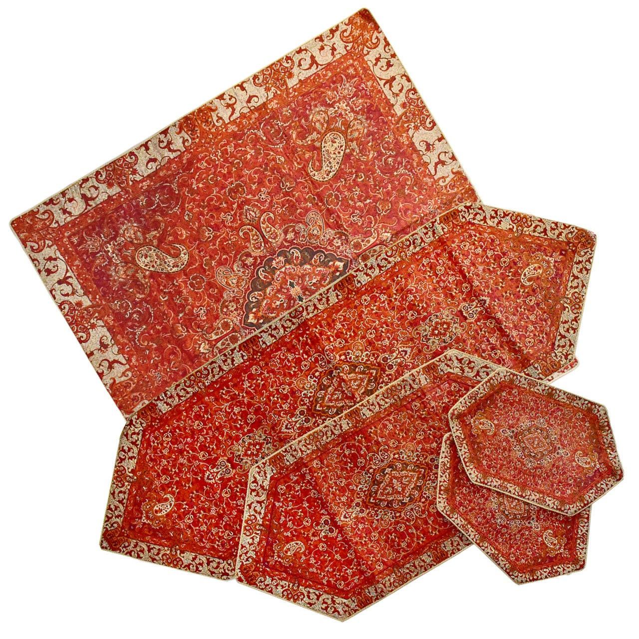 ست 5 تکه رومیزی ترمه طرح چهل ستون