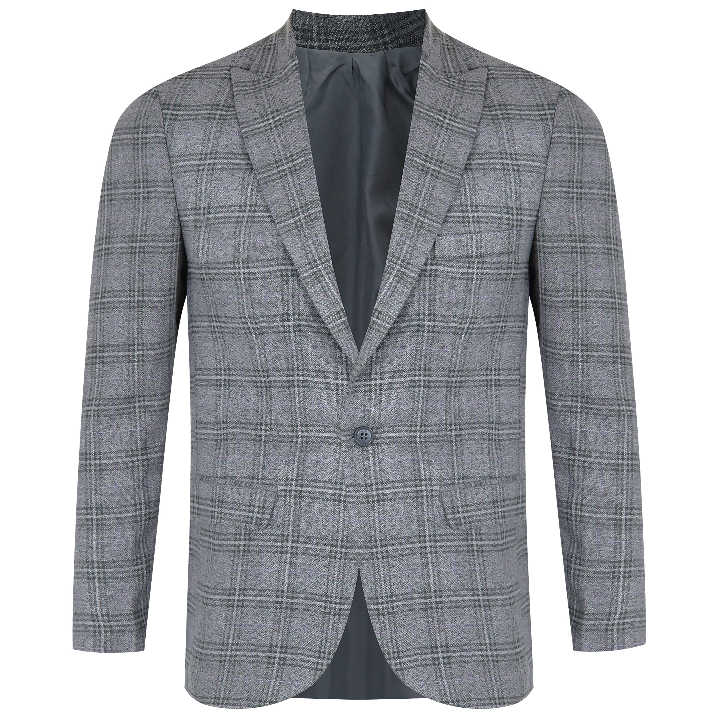 کت تک مردانه مدل چهارخانه موهر رنگ طوسی