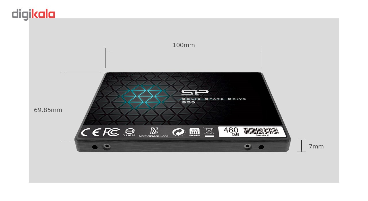 اس اس دی اینترنال SATA3.0 سیلیکون پاور مدل Slim S55 ظرفیت 480 گیگابایت