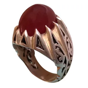 انگشتر نقره مردانه مدل عقیق کرزی رکاب دست ساز سعید کد 1400520