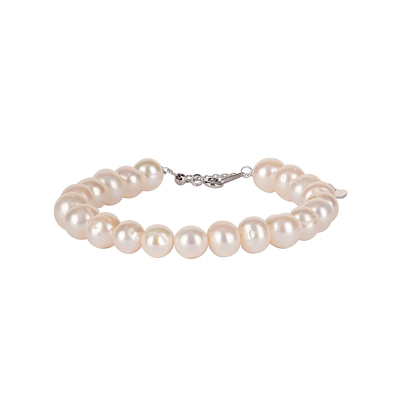 دستبند مهره ای زنانه مدل مروارید پرورشی و طبیعی