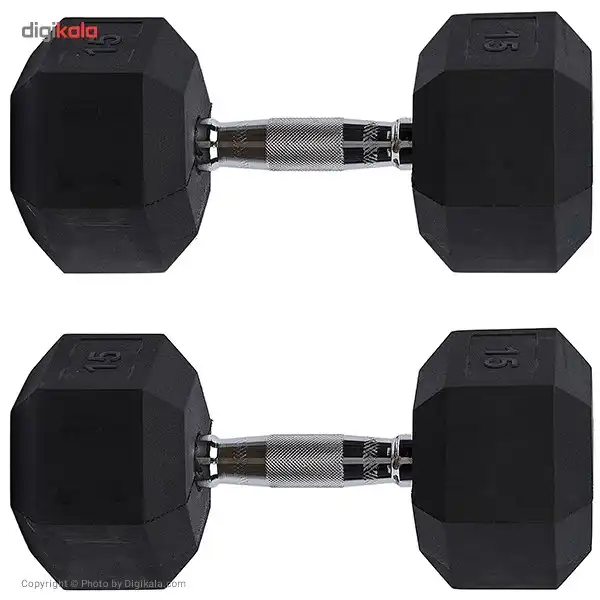 دمبل بدنسازی شش‌ضلعی 15 کیلوگرمی - دو عددی