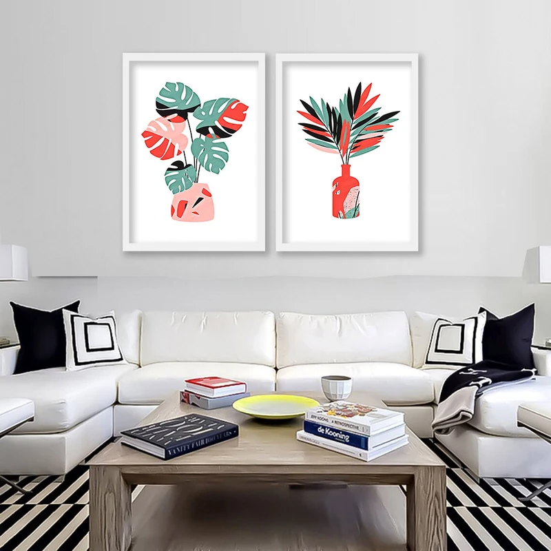 تابلو صبا طرح مدل دکوراتیو مینیمال کد 02w مجموعه 2 عددی