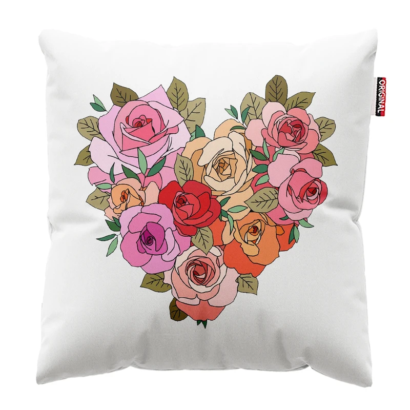  کوسن پاد آفرین طرح قلب و گل کد 3998 سایز 30*30 سانتی متر