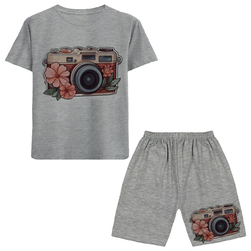 ست تی شرت و شلوارک دخترانه مدل دوربین A67