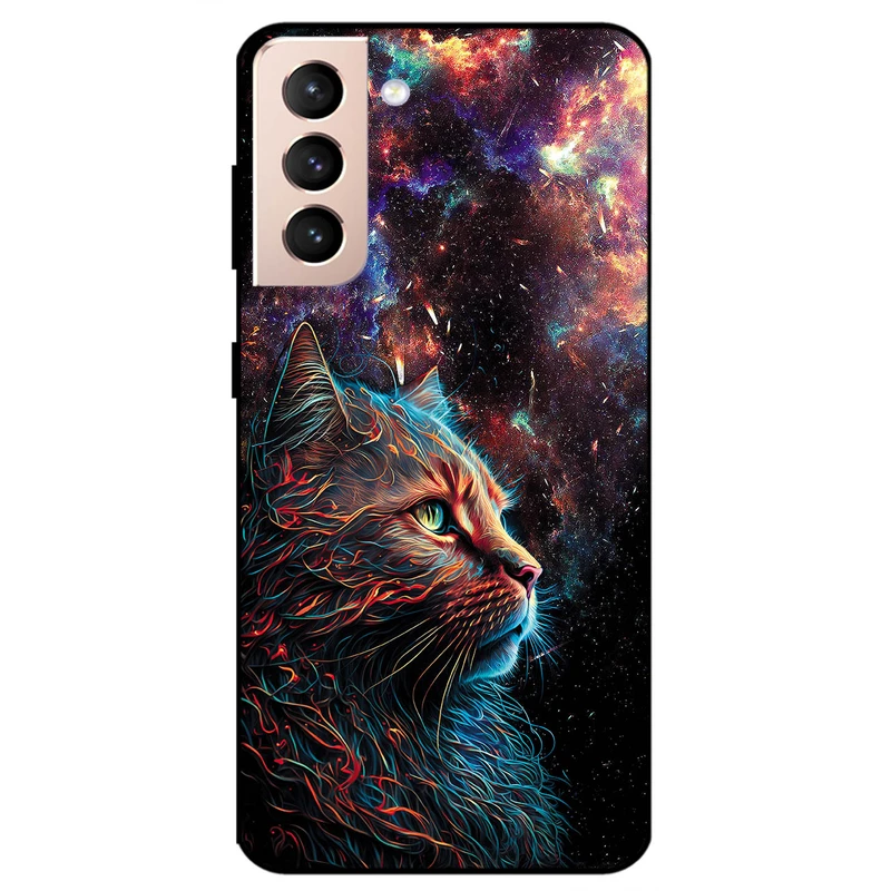 کاور مگافون طرح گربه کهکشانی مدل 4203 مناسب برای گوشی موبایل سامسونگ Galaxy S21 Plus 5G         