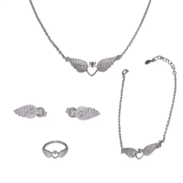 نیم ست نقره زنانه مدل بال فرشته کد 41866