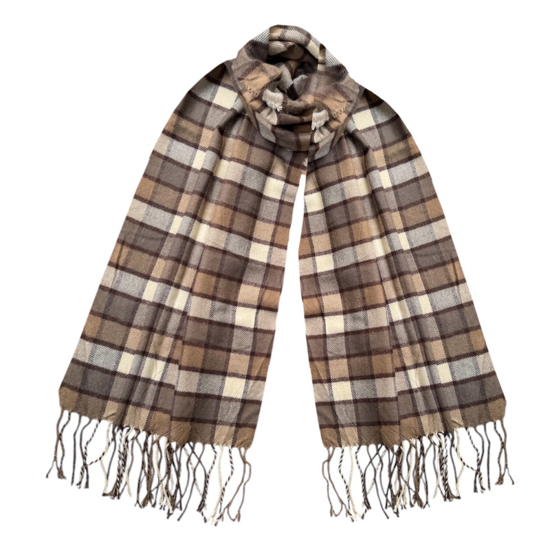 شال گردن زنانه مدل موهر چهارخانه مربعی ریز ریش ریشی کد 15