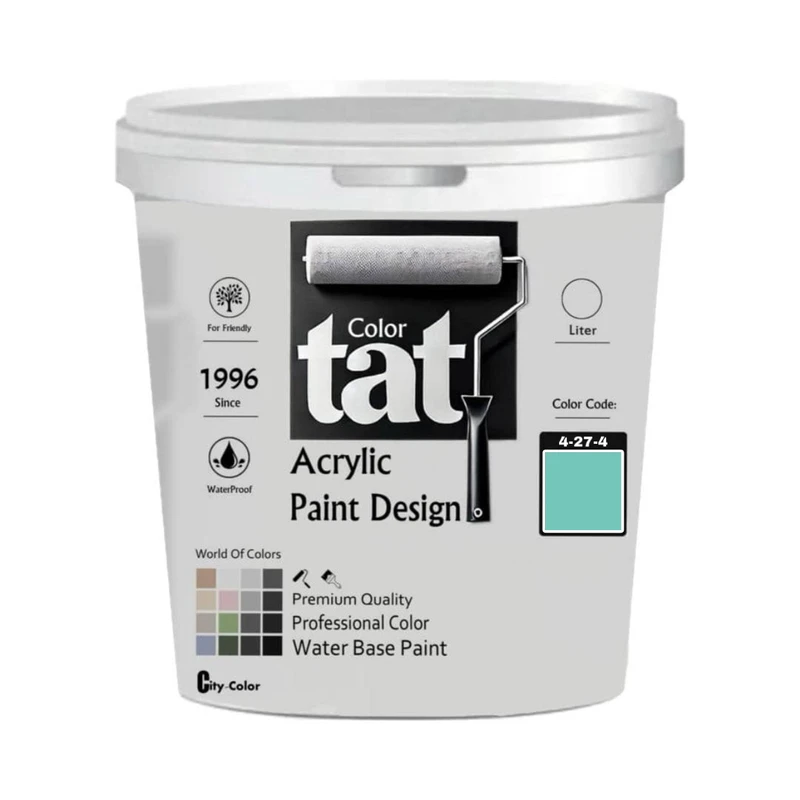 رنگ سبز فیروزه ای روشن مات اکرولیک تات کد 4-27-4 حجم 4لیتر