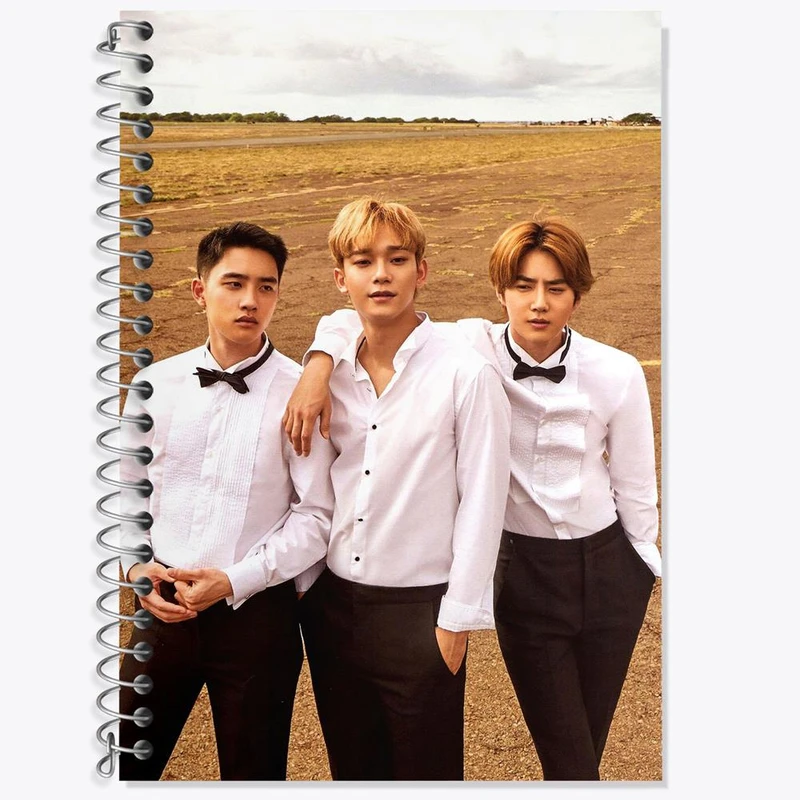 دفتر زبان 50 برگ خندالو مدل دو خط طرح گروه اکسو EXO کد 13639