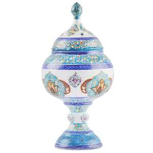 قندان پایه دار میناکاری طرح ترنجی اثر امینی نژاد کد 306060