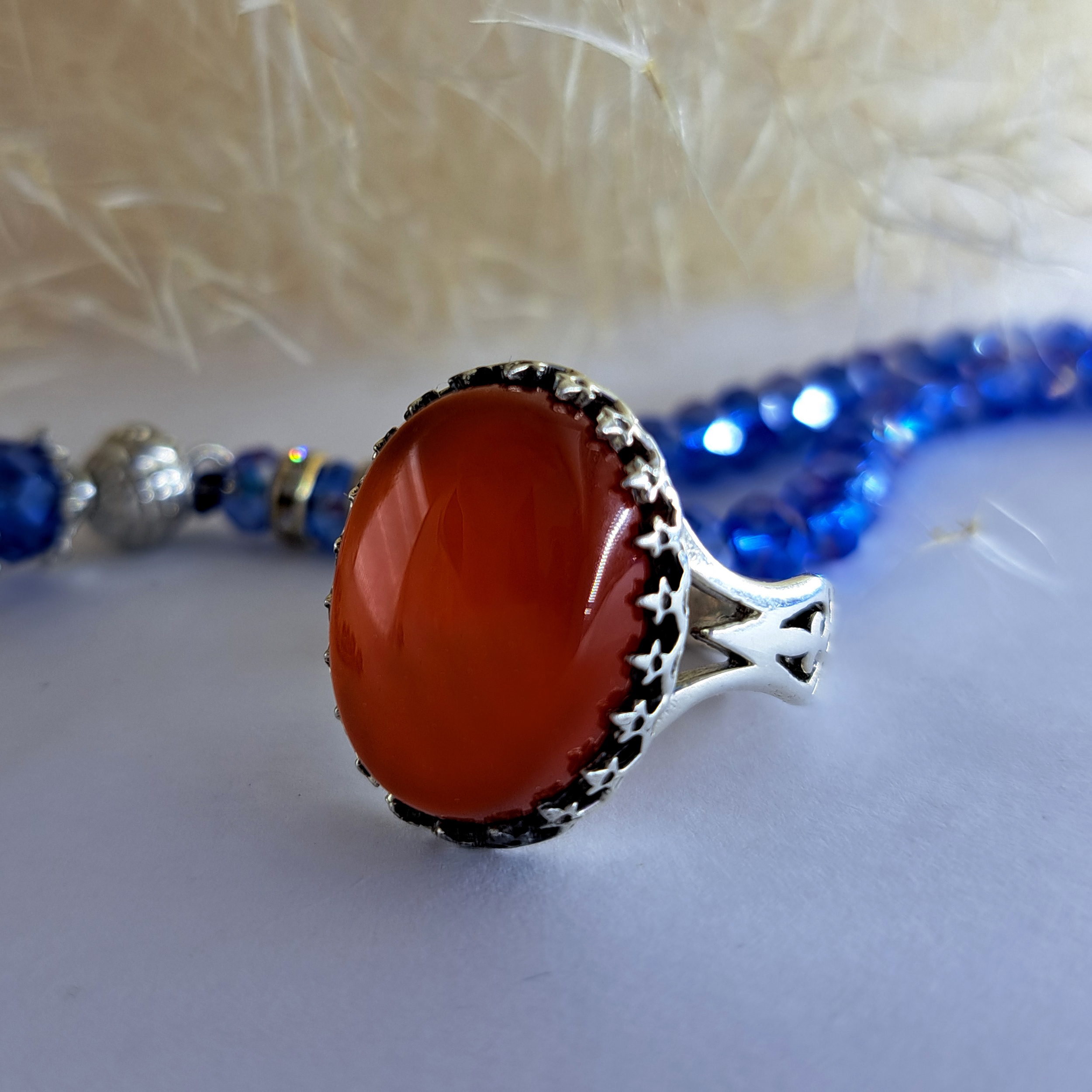 انگشتر نقره مردانه ملک زیور مدل سر نیزه عقیق کد 288