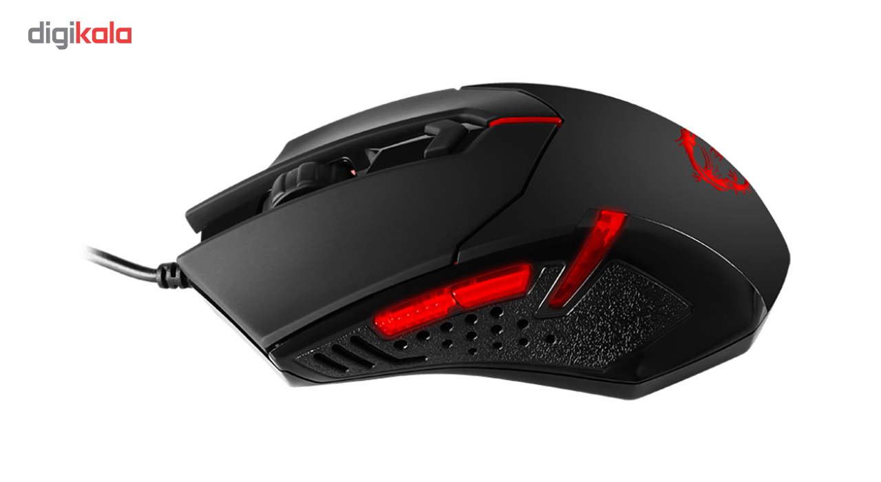 msi interceptor ds b1 wired gaming mouse, red backlight, weight adjustable