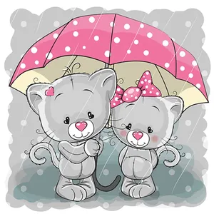 استیکر دیواری پرشین استیکر طرح گربه ها زیر چتر