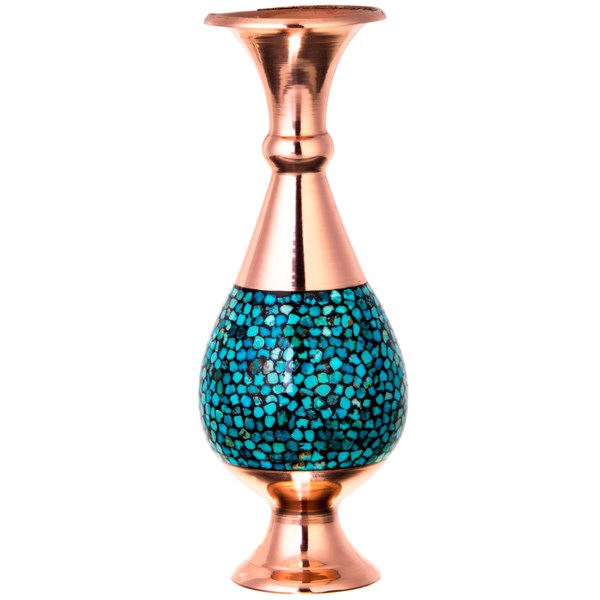 AGHAJANI HANDICRAFTS Turquoise inlaying vase by Aghajani, Height 16 cm