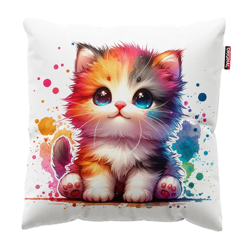 کوسن پاد آفرین مدل گربه کیوت بامزه فانتزی کد PK401957 سایز 40*40 سانتی متر