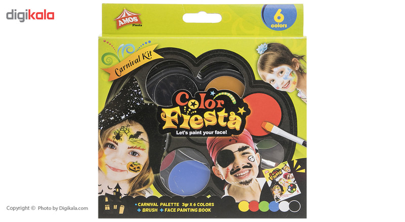 آبرنگ گریم صورت آموس مدل Color Fiesta CF3P6-C بسته 6 رنگ آبرنگ گریم صورت آموس مدل Color Fiesta CF3P6-C بسته 6 رنگ