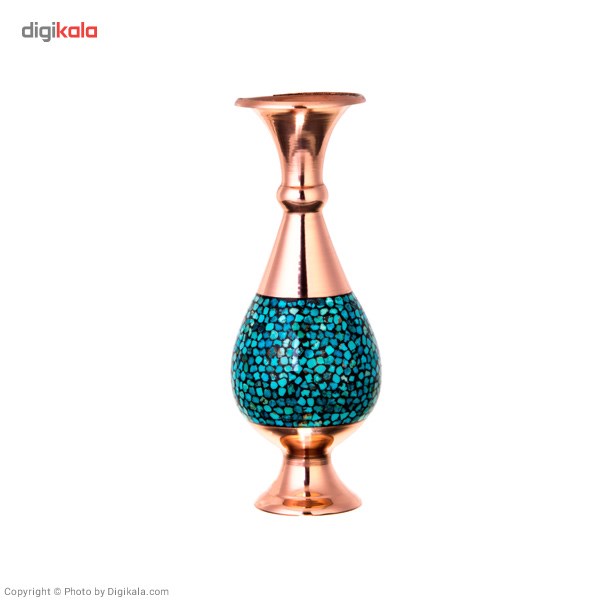 AGHAJANI HANDICRAFTS Turquoise inlaying vase by Aghajani, Height 16 cm