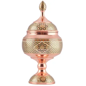 قندان مسی خاتم کاری اثر خادم ملت کد 306029