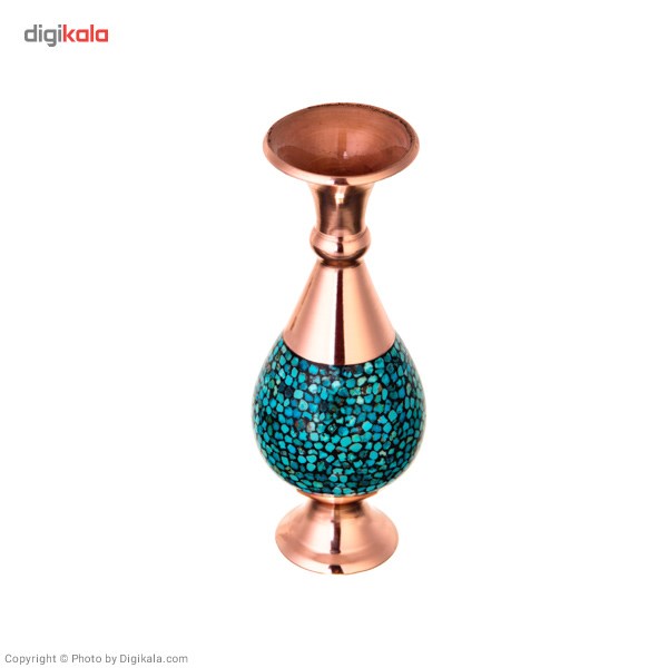 AGHAJANI HANDICRAFTS Turquoise inlaying vase by Aghajani, Height 16 cm