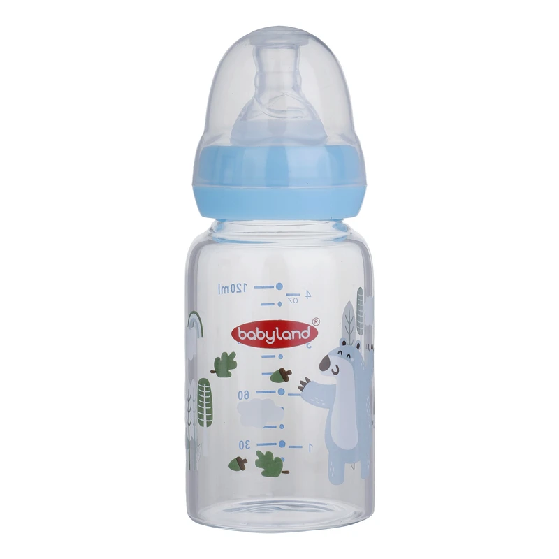 شیشه شیر بیبی لند مدل کلاسیک فندقی پیرکس کد 05422 گنجایش 120 میلی لیتر