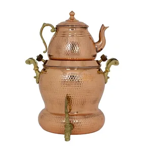 سماور مسی مدل رو گازی آکومس یگانه به همراه قوری