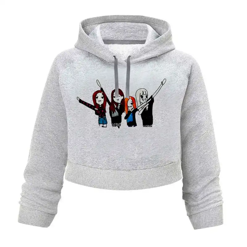 کراپ هودی زنانه مدل بلک پینک کد K165 T