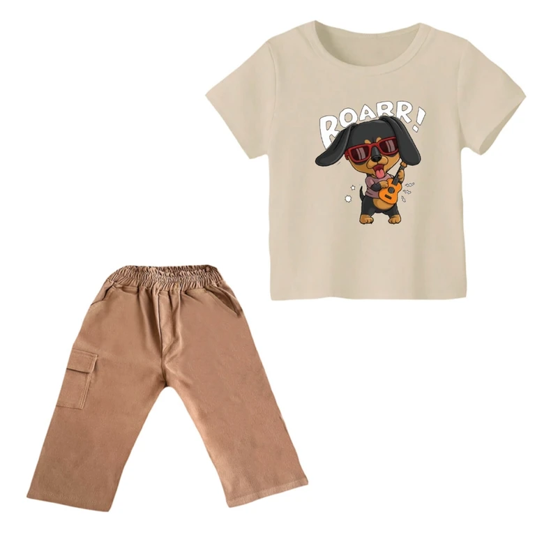 ست تی شرت و شلوارک پسرانه مدل سگ کد ۸