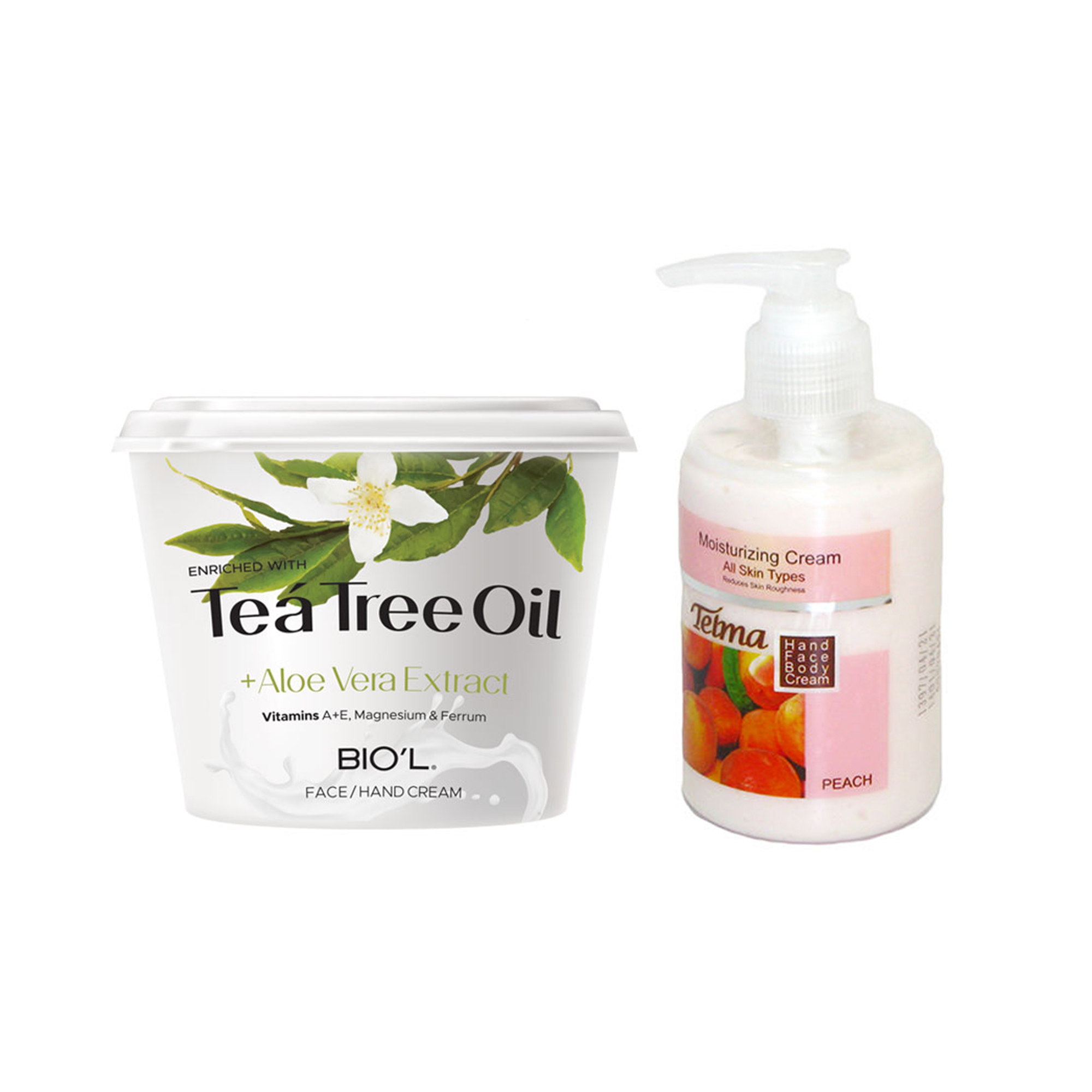 کرم آبرسان و مرطوب کننده تلما مدل هلو حجم 200 میلی لیتر به همراه کرم مرطوب کننده بیول مدل Tea Tree Oil حجم 250 میلی لیتر