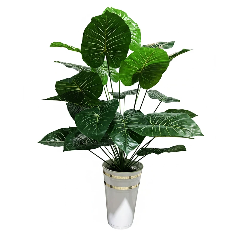 گلدان به همراه گل مصنوعی مدل باباآدم 18 برگ کد 18 