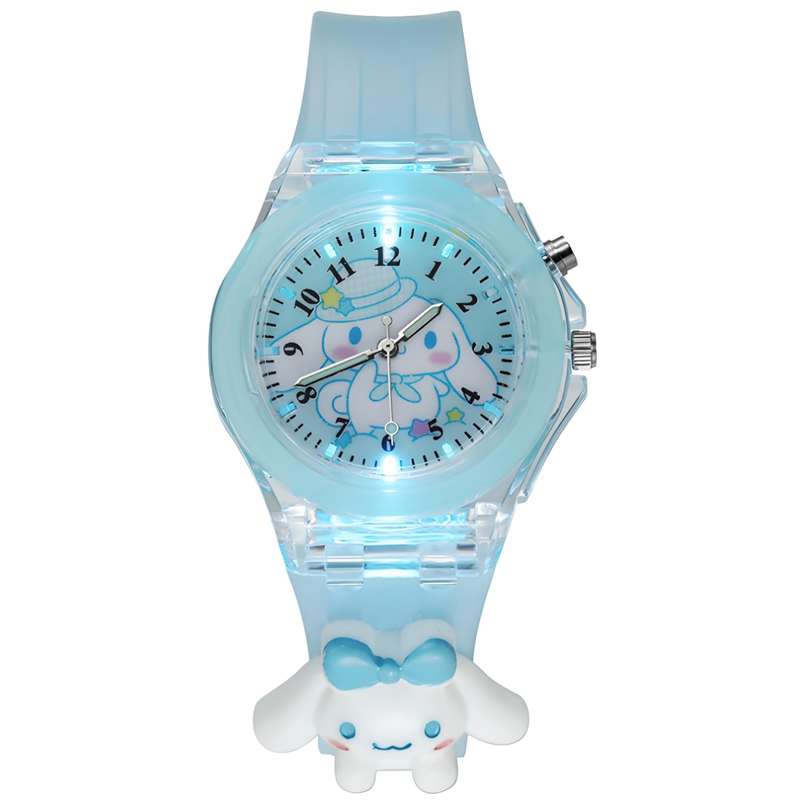 ساعت مچی عقربه‌ای کوارتز بچگانه مدل چراغدار بند سیلیکونی طرح اَبرَک