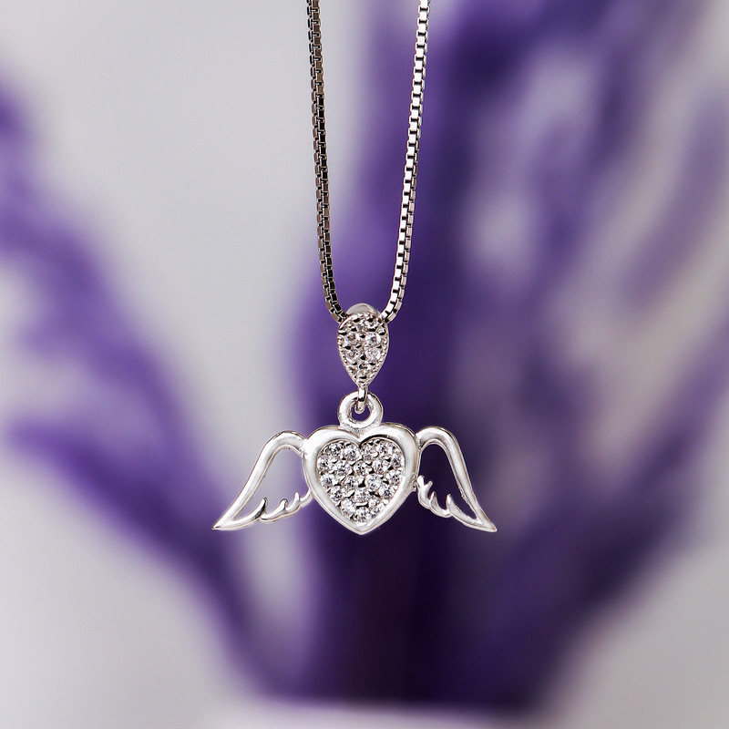 آویز گردنبند نقره زنانه جی تی ای مدل بال فرشته