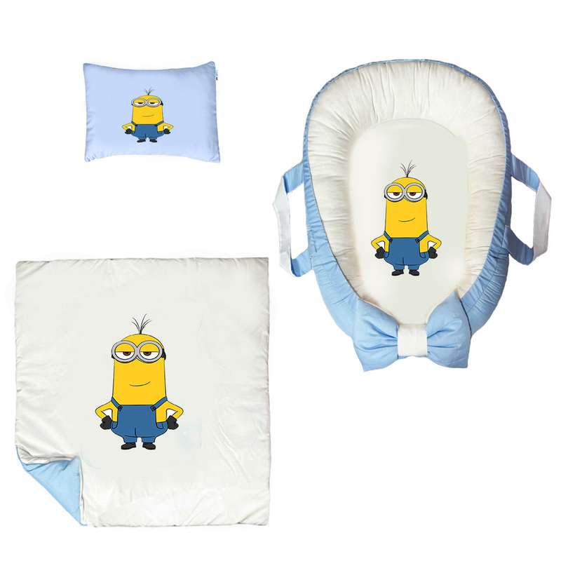 سرویس خواب سه تکه نوزاد ناریکو مدل گارد محافظ دار طرح مینیون ها کد 0647