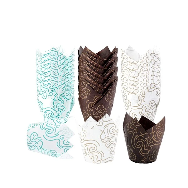 کپسول کاپ کیک مدل لاله طرح دار بسته 50 عددی