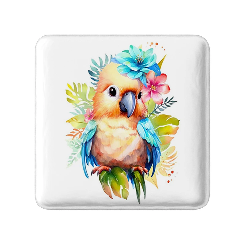 مگنت خندالو طرح پرندگان زینتی مدل مربعی کد 30484