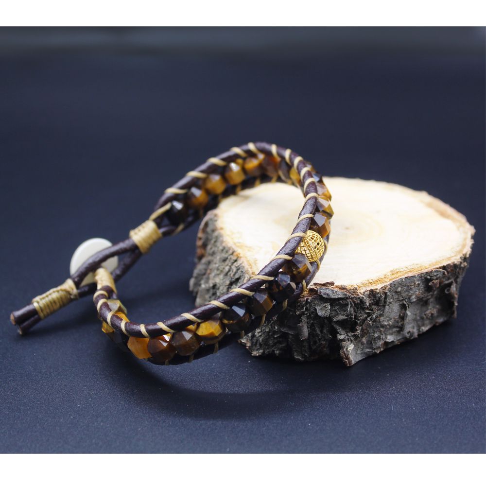 دستبند طلا 18 عیار مردانه رزالیا مدل Wild Tiger کد BML-6 -  - 4