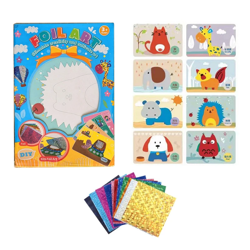 بازی آموزشی رنگ آمیزی مدل Foil Art Animals طرح زرورقی R مجموعه 8 عددی