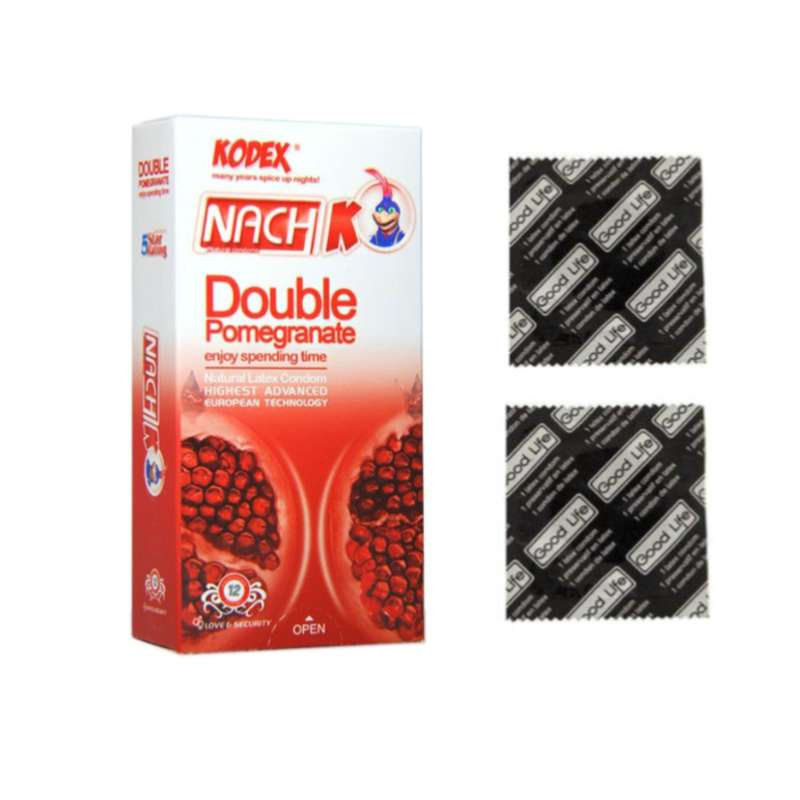 کاندوم گود لایف مدل Super Delay دو عدد به همراه کاندوم ناچ کدکس مدل Double Pomegranate بسته 12 عددی