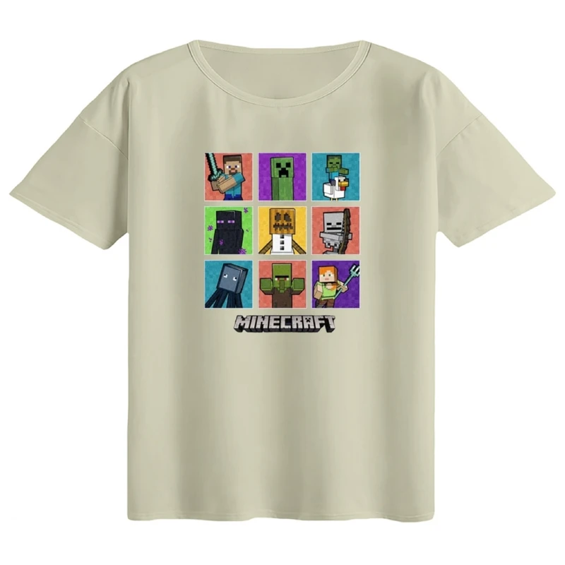 تی‌شرت اورسایز آستین کوتاه زنانه مدل باکسی طرح ماینکرفت کد۷