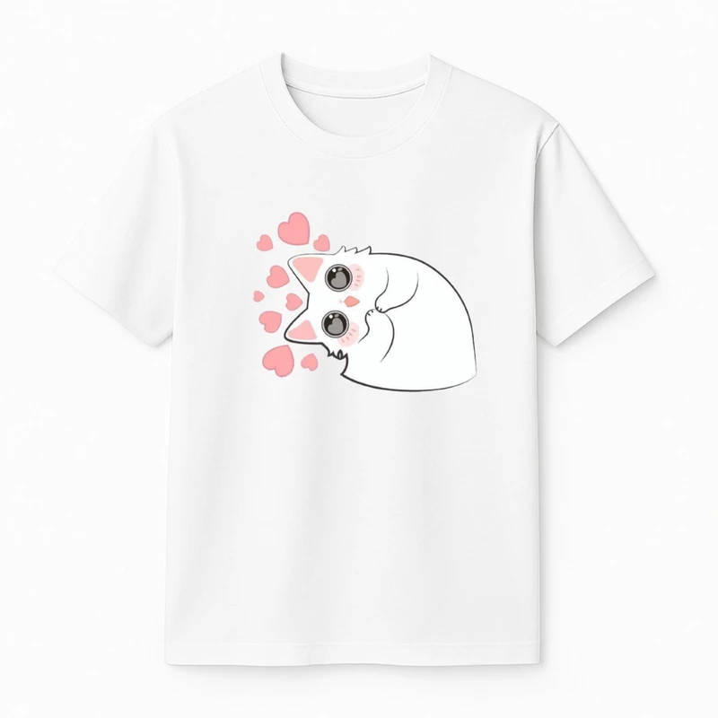 تی‌شرت آستین کوتاه دخترانه مدل گربه قلبی 