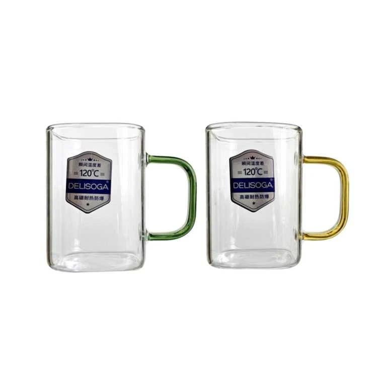 لیوان دلی سوگا مدل دسته رنگی کد 0002 مجموعه دو عددی