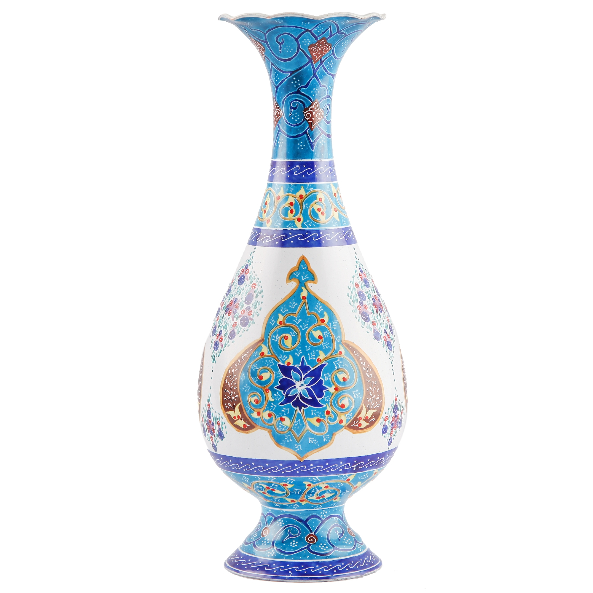 گلدان مسی میناکاری طرح ترنجی اثر امینی نژاد کد 306015