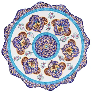 بشقاب مسی میناکاری طرح ترنجی اثر امینی نژاد کد 306056