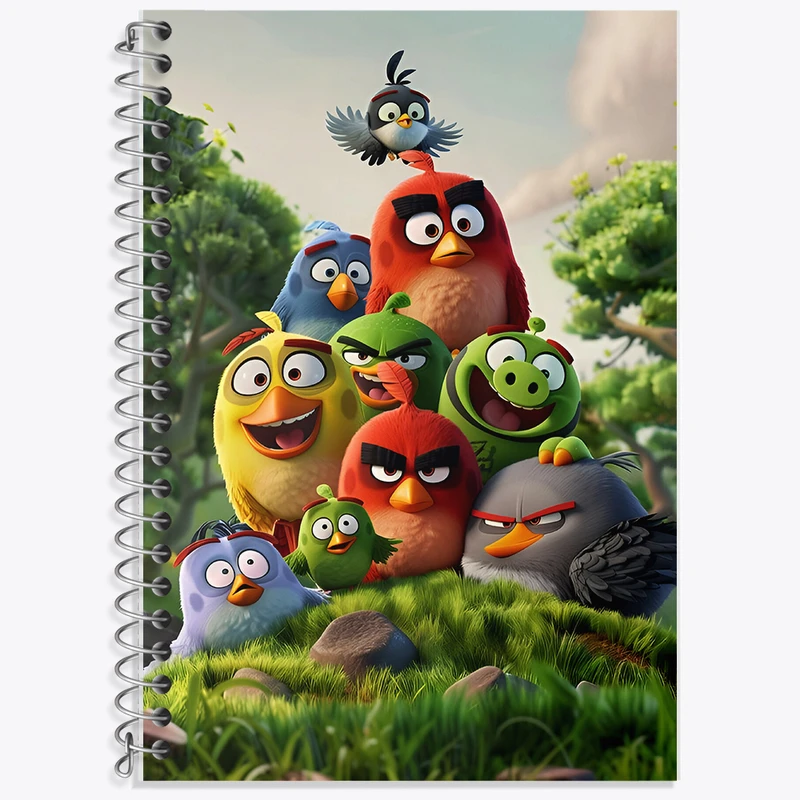 دفتر زبان 50 برگ خندالو مدل دو خط طرح پرندگان خشمگین (Angry Birds) کد F6971