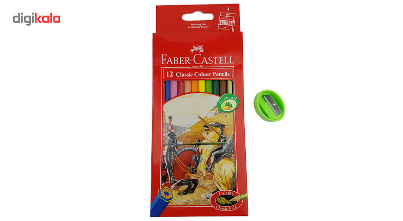 مداد رنگی 12 رنگ فابرکاستل مدل Classic به همراه تراش