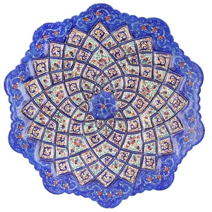 بشقاب مسی میناکاری طرح اسلیمی اثر امینی نژاد کد 306067