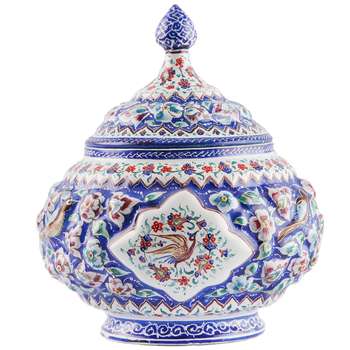 گزخوری مسی میناکاری طرح گل و مرغ اثر امینی نژاد کد 306001