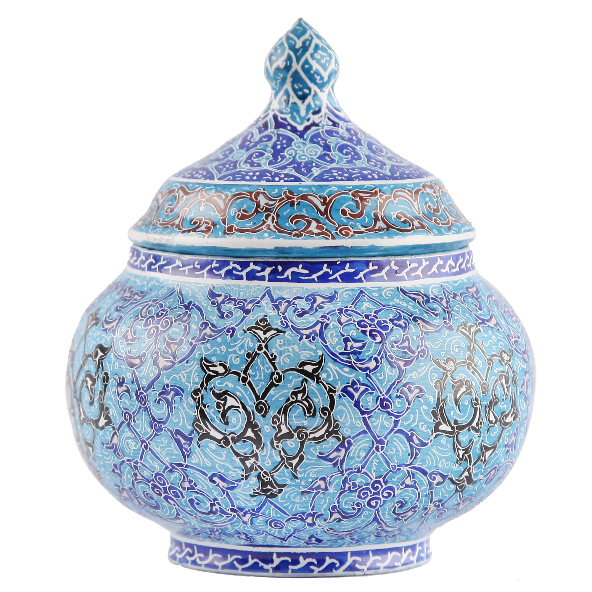 قندان مسی میناکاری طرح اسلیمی اثر امینی نژاد کد 306041