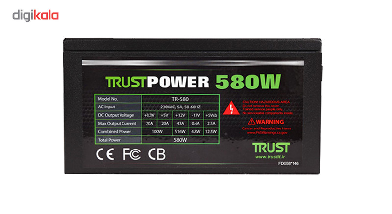 منبع تغذیه کامپیوتر تراست مدل TR580W